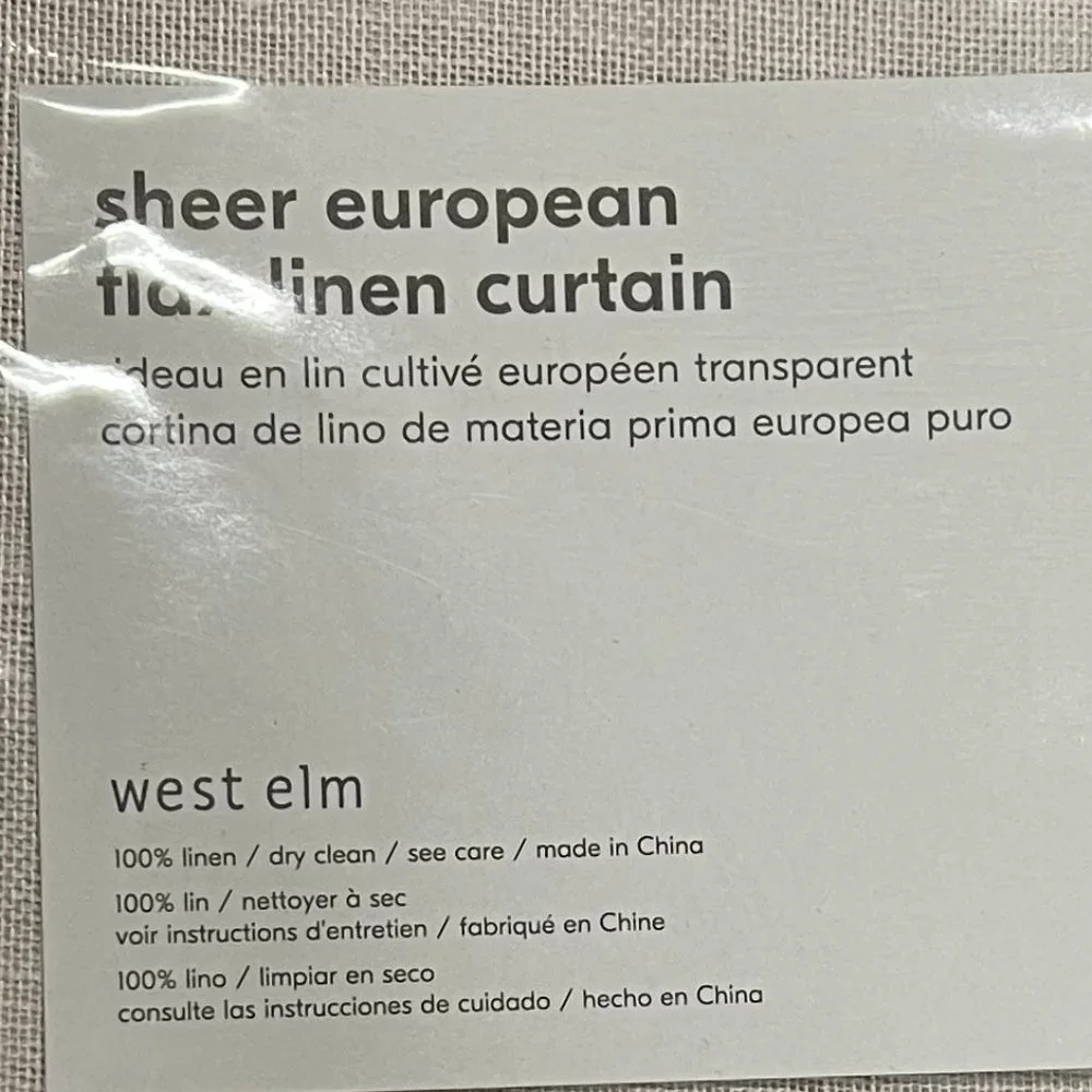 West‎ Elm Sheer European Flax Linen Curtain - Mocha ( 2 Panels ) / New